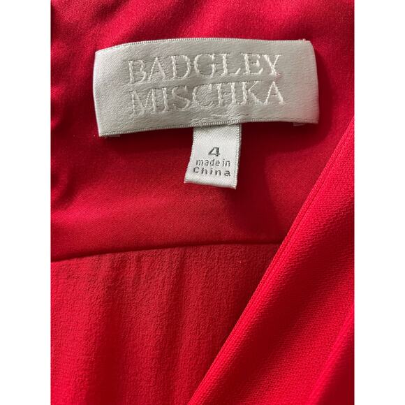 Badgley Mischka Red Silk Dress - Picture 3 of 6